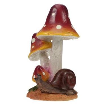 Imagem de Balacoo Miniatura cogumelo resina fada jardim cogumelo caracol micro paisagem ornamentos decoração de aquário para decoração de aquário faça você mesmo terrário aquário decoração