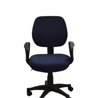 Imagem de Lzyjckh Capa elástica para cadeira de escritório, 2 peças Capas universal para assento de cadeira de escritório com divisão Capa removível, lavável e giratória para cadeira,Blue