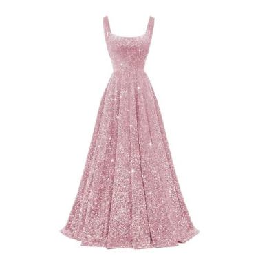 Imagem de Vestido de baile Miao Duo Plus Size Sequin A Line Dusty Rose