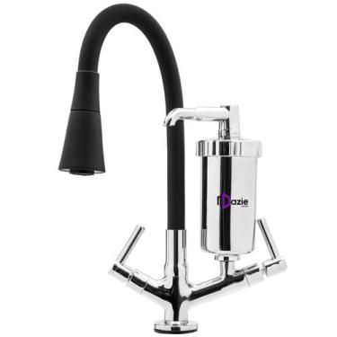 Imagem de Torneira Com Filtro Gourmet Bancada Silicone Cone Preto - Dazie Metais