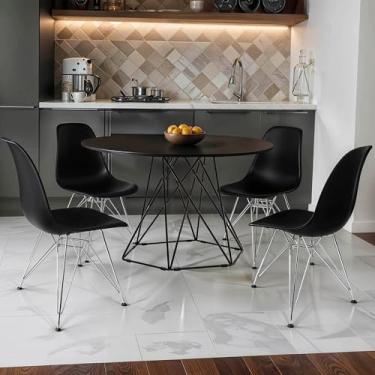 Imagem de Kit 4 Cadeiras Charles Eames Eiffel Base Metal Cromado Preto - Lianto Decor