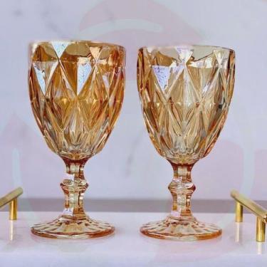 Imagem de 10 Copo Taça Diamond Ambar Metalizada 330ML Vinho Buffet - Class Home,