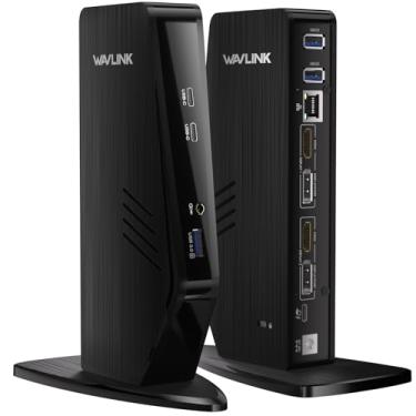 Imagem de WAVLINK Estação de ancoragem USB C, monitor duplo, estação de ancoragem Displaylink 5K/4K @60Hz para Mac ou Windows M1/M2/M3/M4 Mac ou Windows, base de laptop 13 em 1 com 2X HDMI, 2X DP, 130WPD