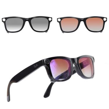 Imagem de Harlafou Lentes fotocromáticas/lentes polarizadas para Rayban Meta Accessories, Marrom + cinza claro fotocromático a cinza escuro (2 peças), L Size for RW4008