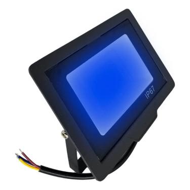 Imagem de 2X Refletor Led Azul 100W Holofote Para Quintal.