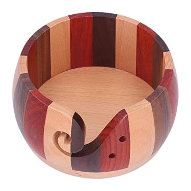 Imagem de Suporte de tigela de fio de madeira Suporte de bola de fio de tricô artesanal tigela de tricô para armazenamento de fios de tricô e crochê