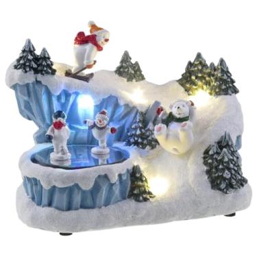 Imagem de Lightahead Cena do Polo Norte com boneco de neve giratório, luzes LED e 8 melodias. Uma encantadora estatueta musical de Natal