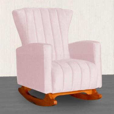 Imagem de Poltrona Estofada de Balanço Melinda Suede Rosa Bebe - LM DECOR