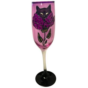 Imagem de Taça Pomba Gira Roxa Gato Flor Maria Mulambo Cristal 150Ml