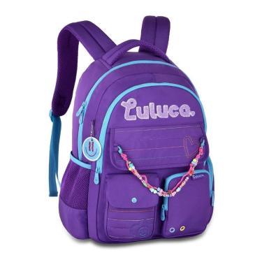 Imagem de Mochila Costas Luluca Meninas Panda Juvenil Escolar Roxo