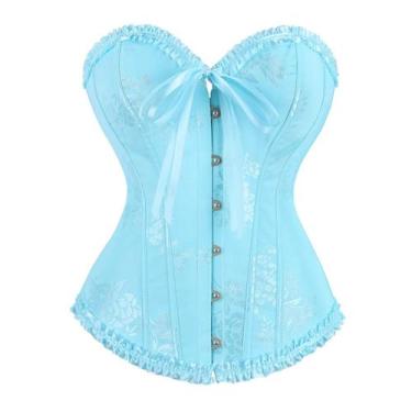 Imagem de Espartilho Frawirshau Renaissance Blue Floral Bustier tamanho S