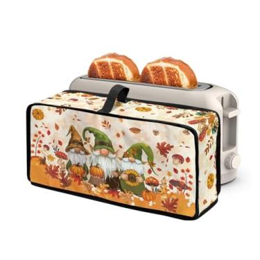 Imagem de Capa de torradeira de gnomos de girassol 2 fatias longas com alça fina para torradeira capa contra poeira acessórios de cozinha dobráveis de poliéster compatível com duas fatias de pão para presentes