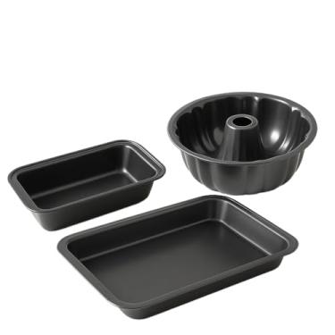 Imagem de Conjunto 5 Formas Pão Bolos Tortas Assadeira Fundo Removível Antiaderente Aço Carbono(Kit 3 Formas)