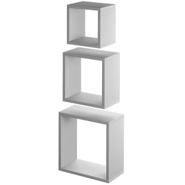 Imagem de Kit 3 Nichos Decorativos Prateleira de Parede Multiuso em Mdf Reforçado 15mm Branco