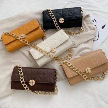 Imagem de Bolsa Feminina Pequena Ombro Baguete Couro Alça Corrente - Shopfit, Br