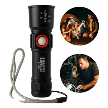 Imagem de Lanterna Led Profissional Recarregável Usb Tática 3 Zoom Longo Alcance