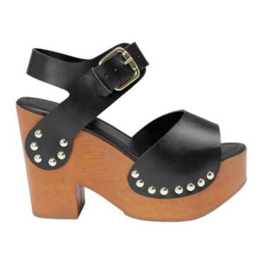 Imagem de Sandália Anabela Plataforma LeRUCHEL com Aplicação Preto, 37