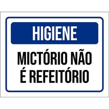 Imagem de Kit 3 Placas Higiene Mictório Não É Refeitório Azul 36X46