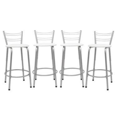 Imagem de Kit 4 Cadeira Para Balcão Ilha Bistrô Banqueta 60cm Flórida Prata Bar 