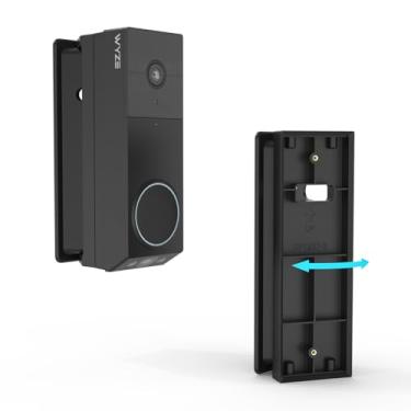 Imagem de HOLACA Suporte de campainha de vídeo compatível com WYZE Wireless Duo Cam Campainha de vídeo alimentada por bateria, ajustável 0 a 45 graus Kit de placa de montagem em ângulo de campainha