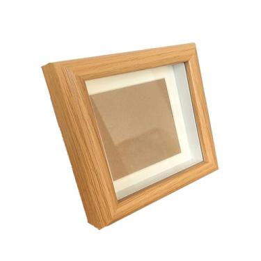 Imagem de GRUKFE Porta-retrato Shadow Box, madeira maciça, 10 x 10 cm, caixa de memória para lembranças esportivas, prêmios, medalhas, fotos (Burlywood)