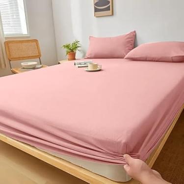 Imagem de Jogo de Lençol Antiácaro e Anti-Pilling com Elástico - Roupa de Cama Casal, Queen e King, Toque Macio e Confortável(ROSE,SOLTEIRO 2 PEÇAS)