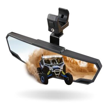 Imagem de ZHENGHE Espelho retrovisor UTV, espelho SXS, visão clara com grampo de alumínio de perfil baixo ajustável de 360° de 3,5 a 2 polegadas para Polaris RZR 1000 Honda Pioneer Talon KRX Mule Can Am X3