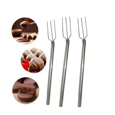 Imagem de Kit com 3 Garfos de 3 Pontas Para Banhar Bombons Pão De Mel Trufas - C