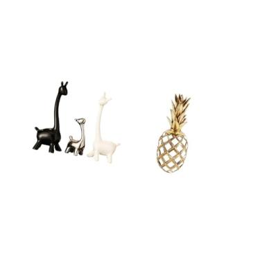 Imagem de Fenteer Estátua de Girafa de Resina Cerâmica Moderna, Peça Central, Estatueta Decorativa para Mesa, Escritório, Estante, Quarto, Sala de Estar, Armário, Larei