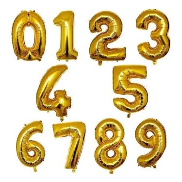 Imagem de Balão Bexiga De Número Dourado Metalizado - 70 Cm 7