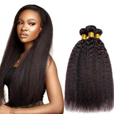 Imagem de Pacotes de cabelo YOUNGHANN Kinky Straight Brazilian Virgin 1B
