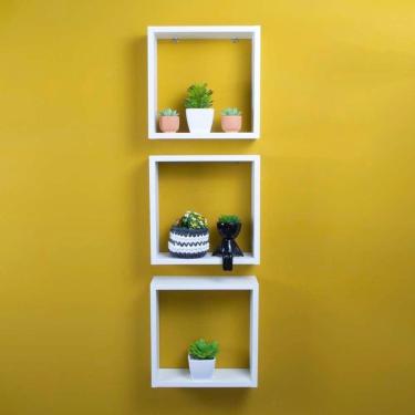 Imagem de Conjunto 3 Nichos Decorativos 30x30 Branco Para Sala Quarto