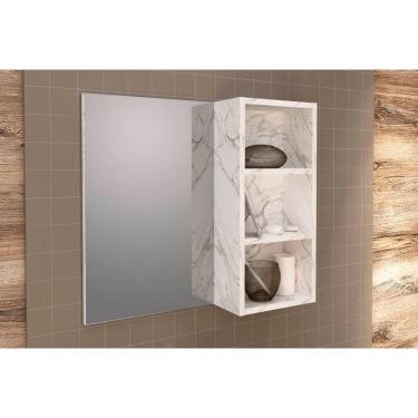 Imagem de Armário p/ Banheiro BN3609 c/ Espelho cor Mármore Branco - Tecno Mobili