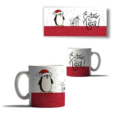 Imagem de Caneca Porcelana Natal Bichinhos Pinguim Papai Noel Mensagem - Enjoy S