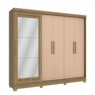 Imagem de Guarda-roupa Casal Cb01n564 5 Portas 4 Gavetas Com Espelho E Pés Kappesberg Nogal E Macadâmia
