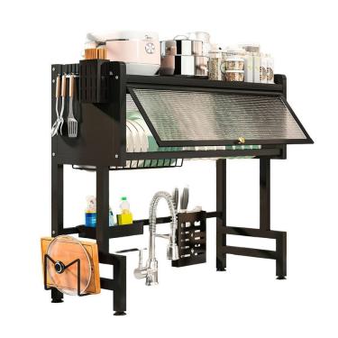 Imagem de Escorredor De Louça Suspenso Organizador 85Cm Preto Brinovar