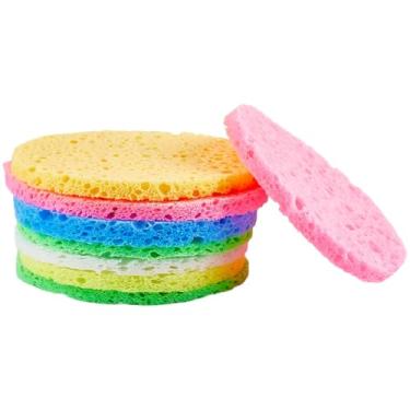 Imagem de 30 peças de esponja de polpa de 6 cores para limpeza facial, remoção de maquiagem, lisa, redonda, cores mistas, 6 x 0,06 cm, 5 peças/cor