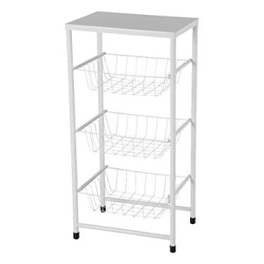 Imagem de Fruteira de Chão Para Cozinha 3 Andares Cesto Branca Plus