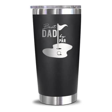 Imagem de Copo de aço inoxidável gravado Best Dad By Par - Presente de Dia dos Pais - Presente para o Pai - Golfe - Copo de golfe engraçado - Presente de pai de golfe - Presente para homens Husban Him Brother