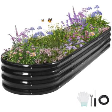 Imagem de Permade Cama de jardim elevada galvanizada ao ar livre - canteiros elevados para jardinagem | Caixa de plantador de metal, kit de cama de jardim elevado de aço com bordas de segurança e luvas para