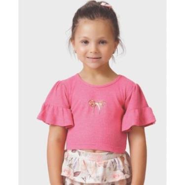 Imagem de Blusa Camboja estampa laço verão romântica confortável leve - Coral e Pink - Menina 1 a 4 anos-Feminino