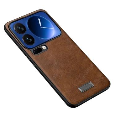 Imagem de HAOMRIYL Capa de couro para Xiaomi 17 Pro Max/17 Pro/17, proteção de lente de ajuste fino, capa de telefone retrô à prova de choque, marrom, 17 Pro