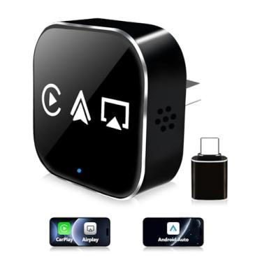 Imagem de XGU Mini adaptador CarPlay sem fio 3 em 1 para iPhone, Carplay, Android Auto IOS10+ e Android 11, Apple Mirror Link com IOS18+, Bluetooth 5.0, USB/Tipo-C, Plug & Play, 5G-WiFi (preto)