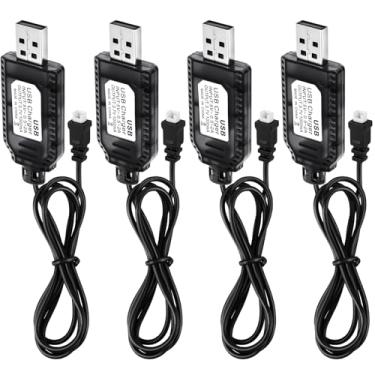 Imagem de Pacote com 4 cabos de carregador USB de bateria de 3,7 V com conector JST 1.25 para bateria Lipo 1S de placa de desenvolvimento LoRa Meshmastic Arduino IoT carregador de suprimento de dispositivo