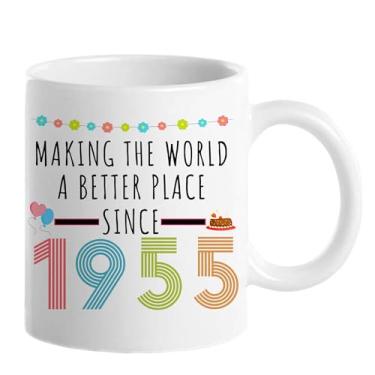 Imagem de Choinn 1955 Presentes de aniversário de 71 anos para mulheres e homens, presente de aniversário de 71 anos, caneca de café para mãe, pai, avó, vovô, ideias de presentes de aniversário de 71 anos, Dia