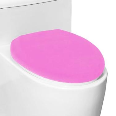 Imagem de Tampa de vaso sanitário de pelúcia macia de qualidade para banheiro, capas de assento de vaso sanitário laváveis na máquina, cabe na maioria das tampas alongadas e oblongas, fácil instalação e limpeza