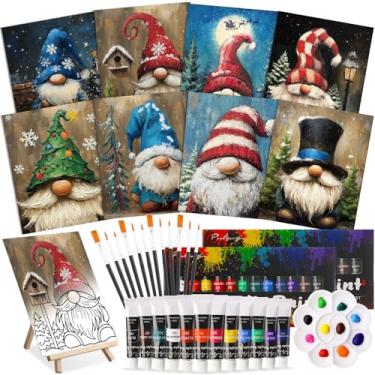 Imagem de Cholemy Kit de pintura e sorvete de 36 peças para adultos 20 x 25 cm, tela pré-desenhada para pintura faça-você-mesmo, kit de pintura acrílica afro, pincéis de cavalete de madeira para encontros e