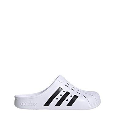 Imagem de adidas Sandália Adilette Clogs unissex para adultos, Calçado branco/núcleo preto/calçado branco, 13 Women/12 Men