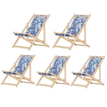 Imagem de Kit 5 Cadeira Madeira Espreguiçadeira Dobrável Sb-folhas Brancas
