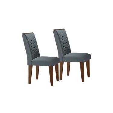 Imagem de Cadeira Sala de Jantar Londrina Madeira Kit 2 Un Capuccino/Veludo Grafite - Rufato